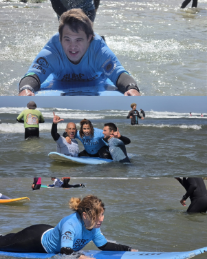 Clientes do CACI da CERCIOEIRAS participam numa atividade de surf inclusivo na Praia do Matadouro, na Ericeira, no &acirc;mbito do InSurfin 2027.